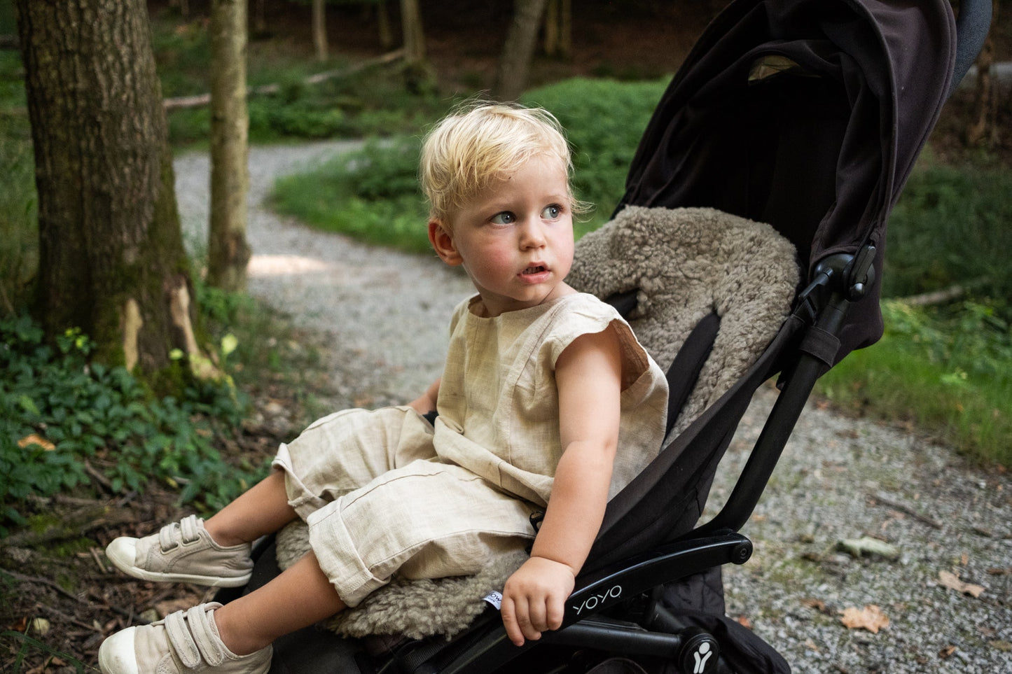 Greige Natural Sheepskin Stroller Liner