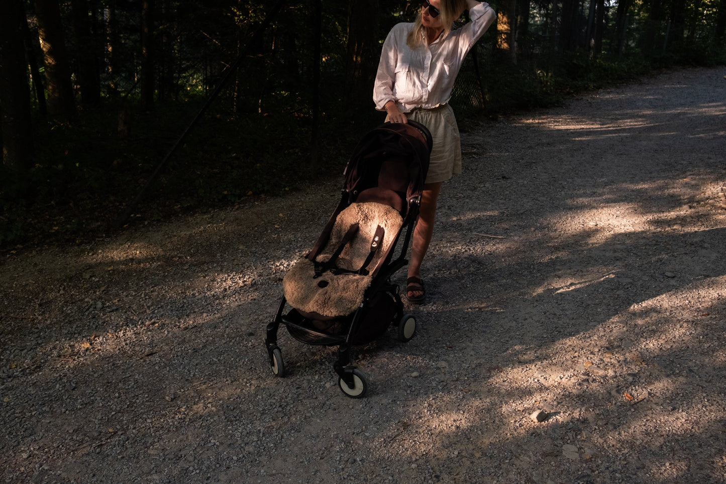 Greige Natural Sheepskin Stroller Liner