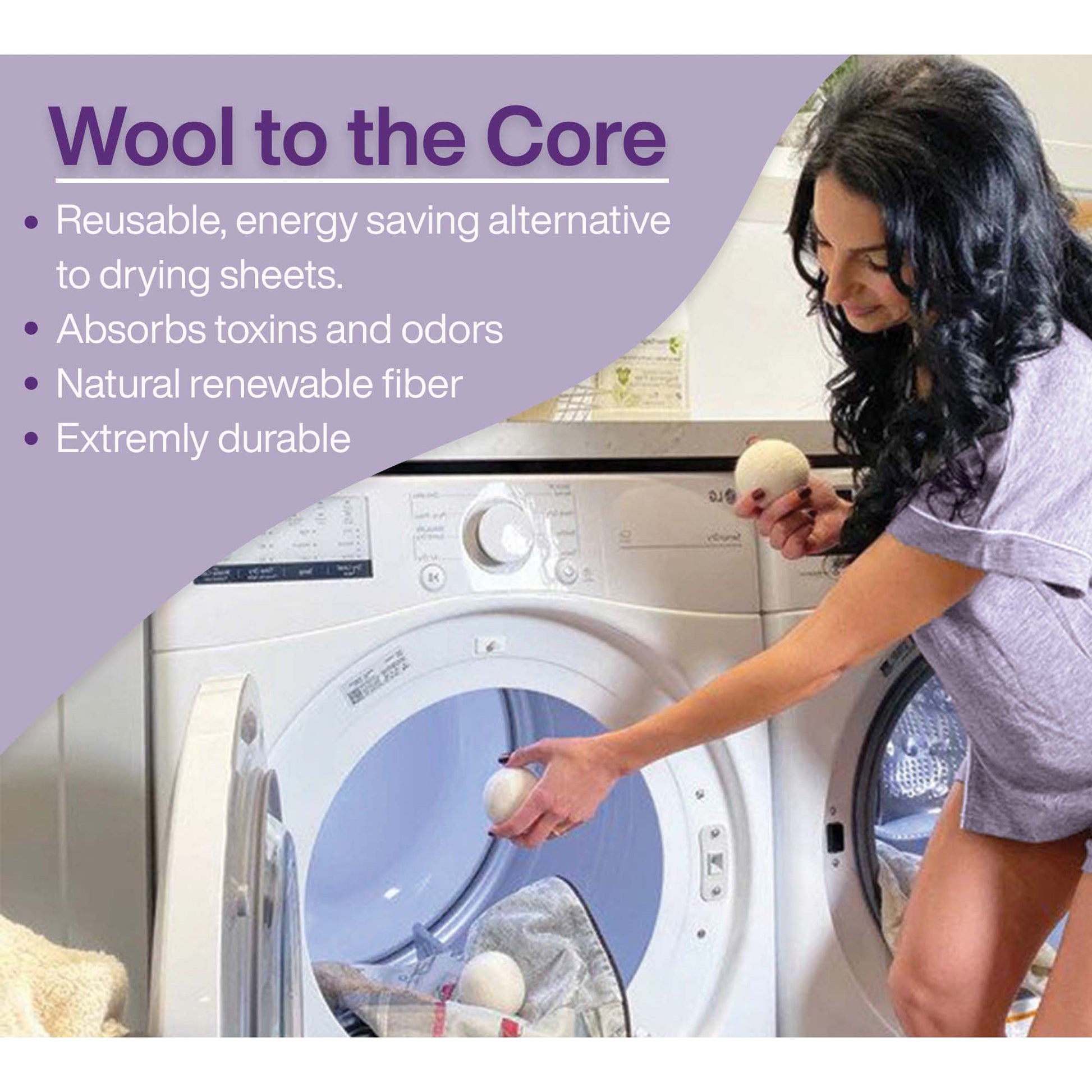 Pursonic Wool Dryer Balls Bundle – 3-Pack of Reusable Laundry Balls Made from Pure New Zealand Wool + Lavender & Peppermint Essential Oils-3