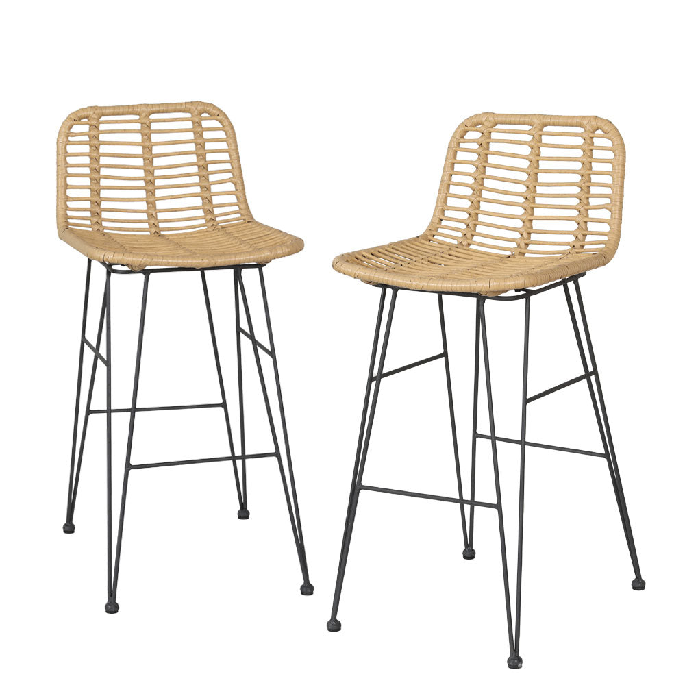 NNEDSZ Gardeon 2x Outdoor Bar Stools Rattan Nature