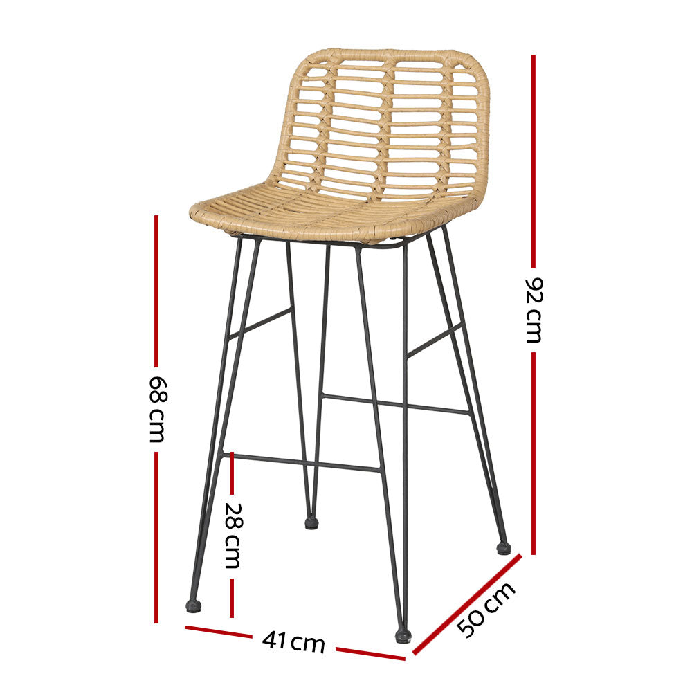 NNEDSZ Gardeon 2x Outdoor Bar Stools Rattan Nature