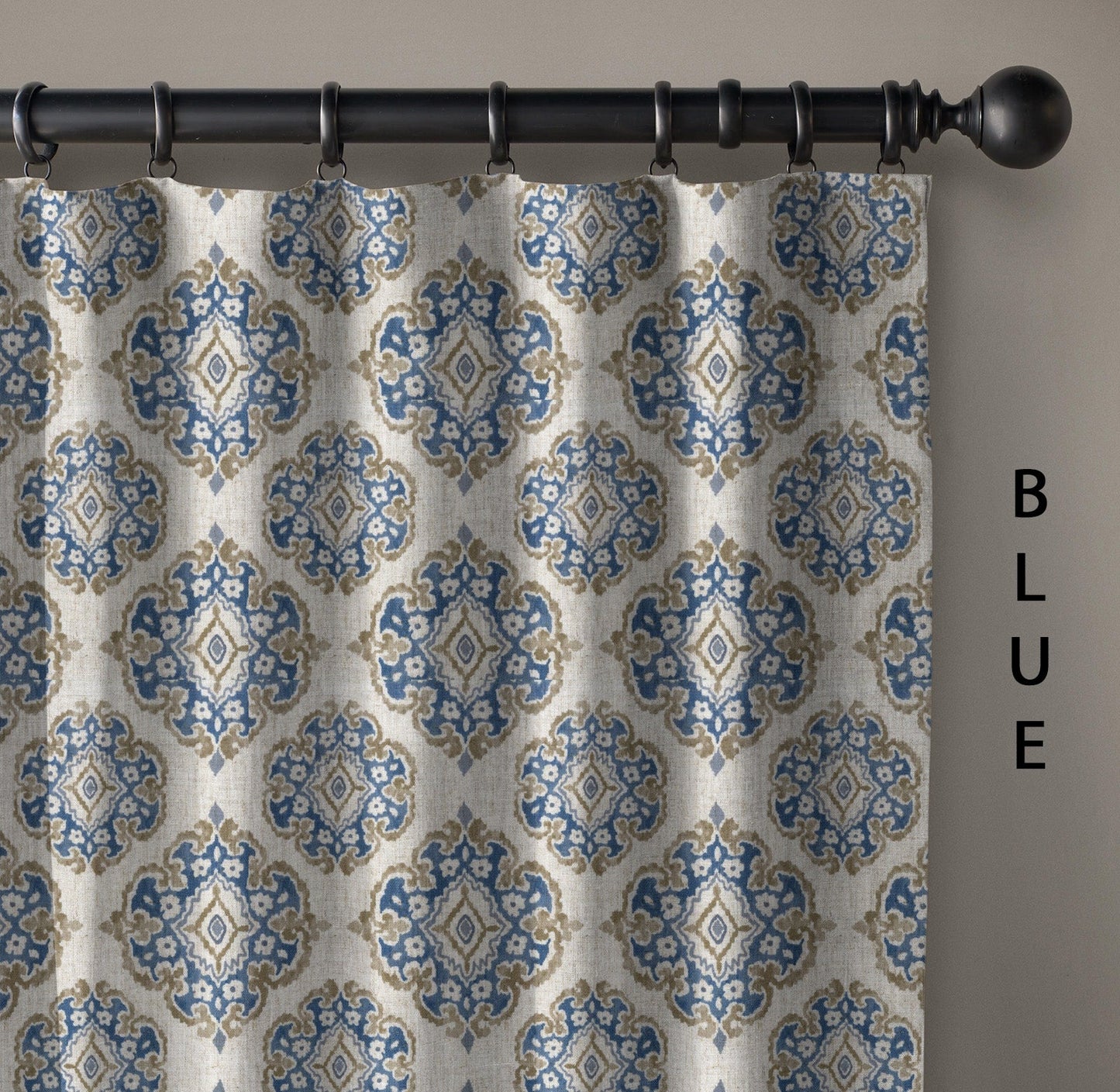 Casablanca Medallion Pure Linen Curtains | 7 Colours | Custom Size Available | Blackout or Cotton Lined