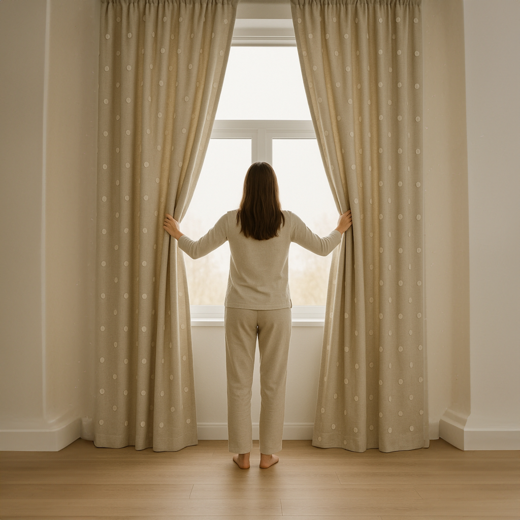 Pure Linen Spiral Polka Dot Curtains – Made to Measure, Blackout or Cotton Lined