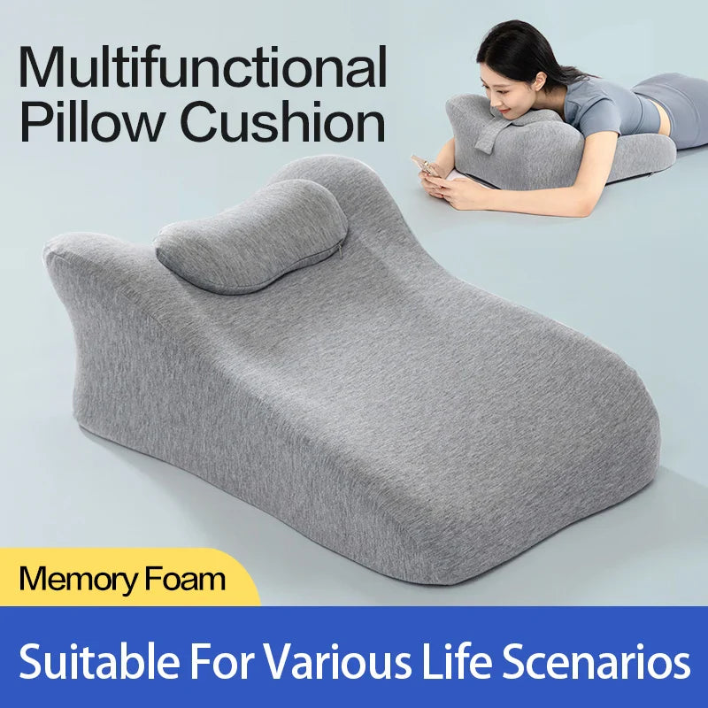 NNEOBA Multifunctional Prone Position Lie Pillow Ergonomic Knit Cushion Grey
