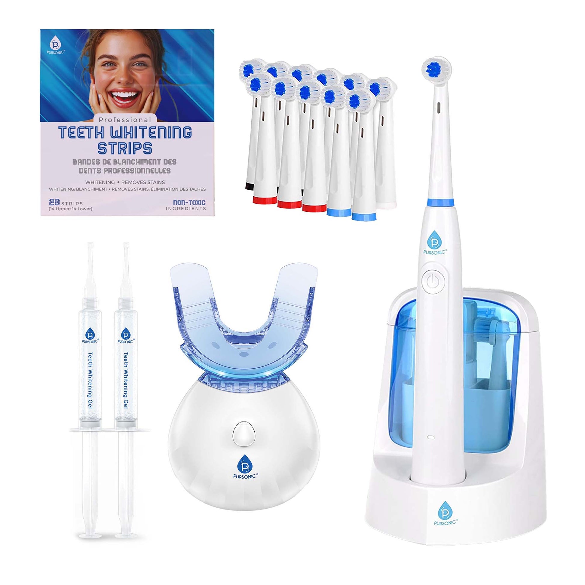 Pursonic Advanced Smile Care Bundle – LED Whitening Kit, Whitening Strips, & Electric Toothbrush-0