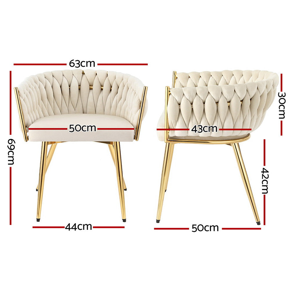 NNEDSZ 1 Artiss Dining Chair Velvet Armchair Beige