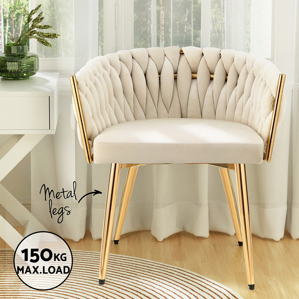 NNEDSZ 1 Artiss Dining Chair Velvet Armchair Beige