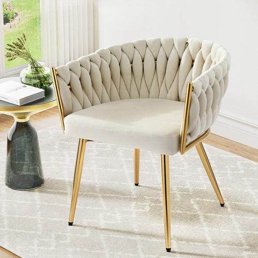 NNEDSZ 1 Artiss Dining Chair Velvet Armchair Beige