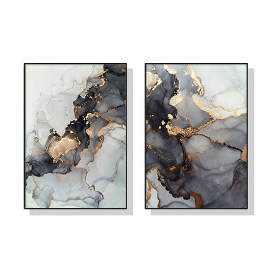 NNEDSZ Wall Art 80cmx120cm Black Splash 2 Sets Black Frame Canvas
