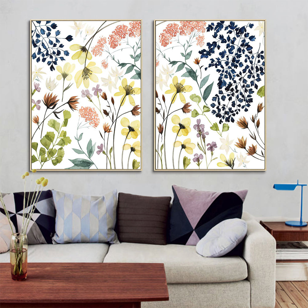 NNEDSZ Wall Art 70cmx100cm Flower Composition 2 Sets Gold Frame Canvas