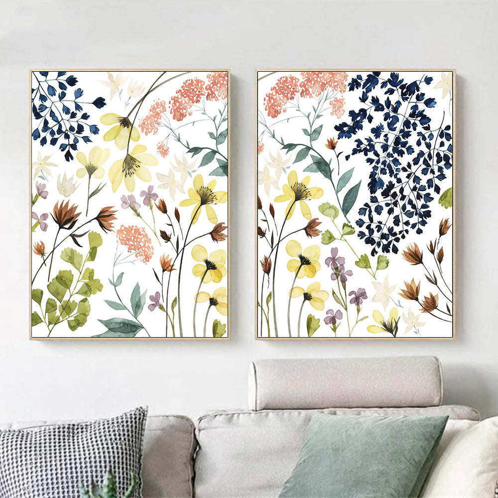 NNEDSZ Wall Art 70cmx100cm Flower Composition 2 Sets Gold Frame Canvas