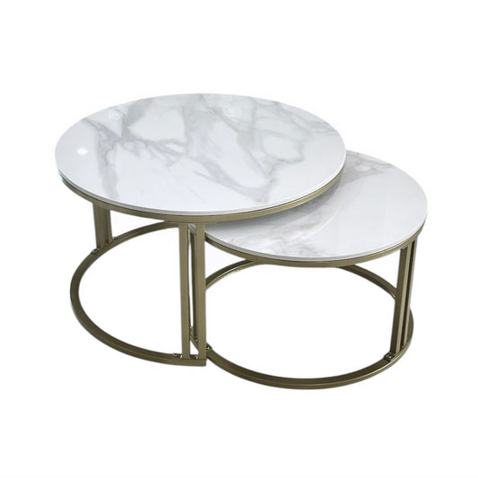 NNEDSZ Interior Ave - Premier Nested Coffee Table Set - White Marble Stone