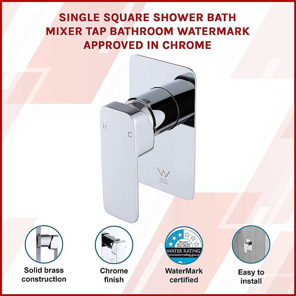 NNEDSZ Single Square Shower Bath Mixer Tap Bathroom WATERMARK Approved in Chrome