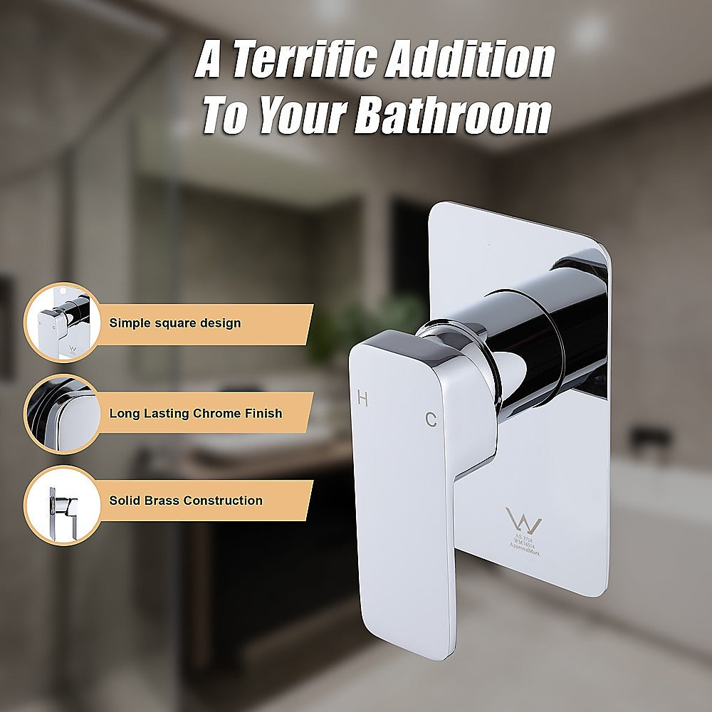 NNEDSZ Single Square Shower Bath Mixer Tap Bathroom WATERMARK Approved in Chrome