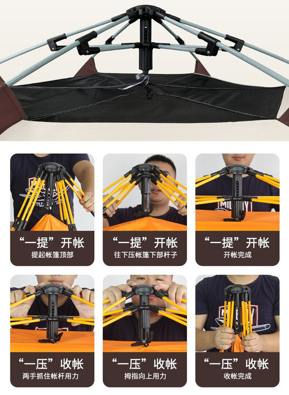 NNEDSZ 5-8 Person Square Camping Tent | Double-Layer Silver Coated Waterproof Shelter with Awning (240*240*155cm)