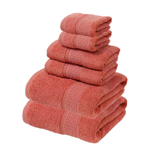 NNEDSZ Red Luxury 6-Piece 100% Cotton Towel Set - 2 Bath Towels, 2 Hand Towels, 2 Face Towels
