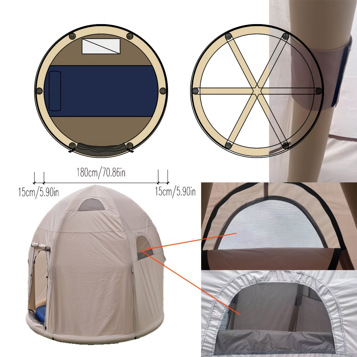 NNETM Spherical Inflatable Tent Instant Setup Outdoor Shelter