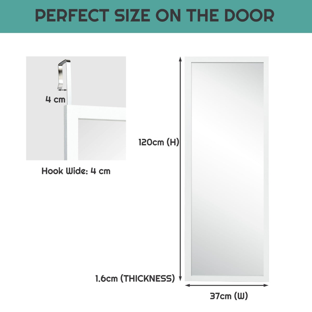 NNECW Wall Mounted Dressing Mirror with Hanging Hooks for Bedroom White