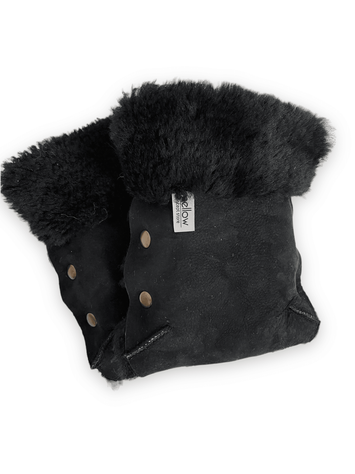 Black Natural Lambskin Stroller Hand Muffs