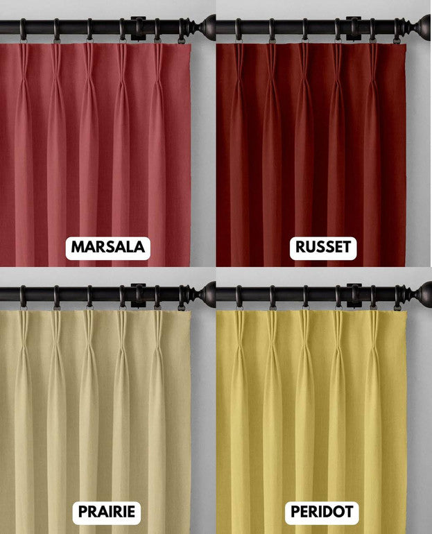 Organic Linen Curtains Triple Pinch Pleated | Blackout & Thermal Lining | 36 Colours | The Organic Habitat
