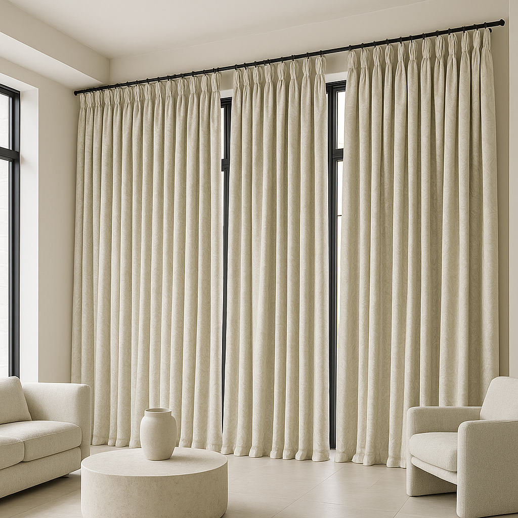 Pure Linen Floral Jacquard Curtains – Made-to-Measure Blackout or Cotton Lined – 8 Colours